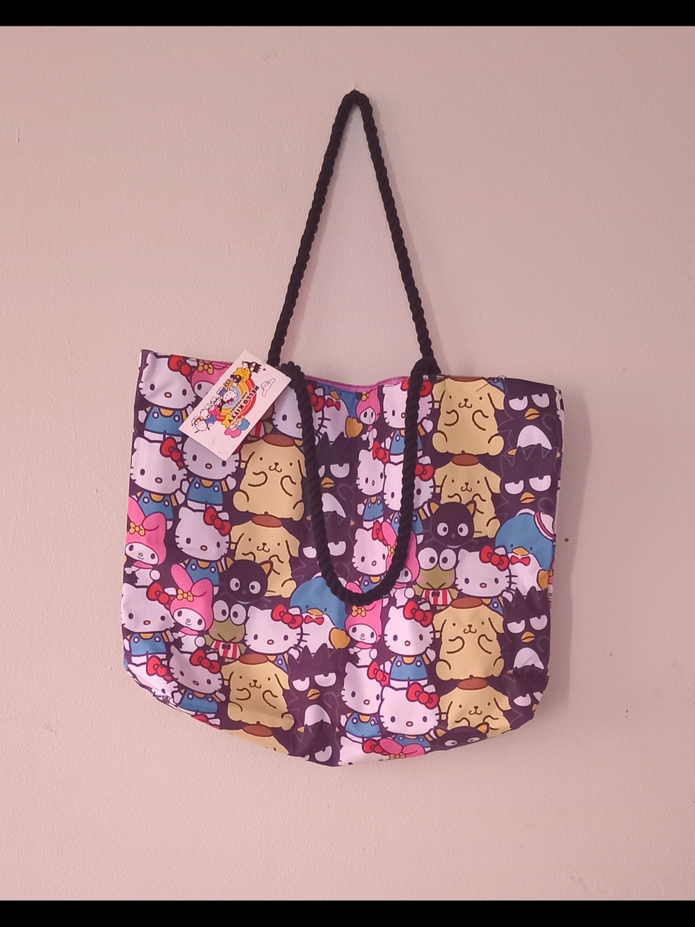 Hello Kitty Multicolor Character Tote with Black Rope Handles